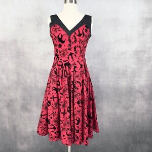 Rockabilly Tattoo Print Fit Flare Dress Anchor Rose Stars Pinup Retro